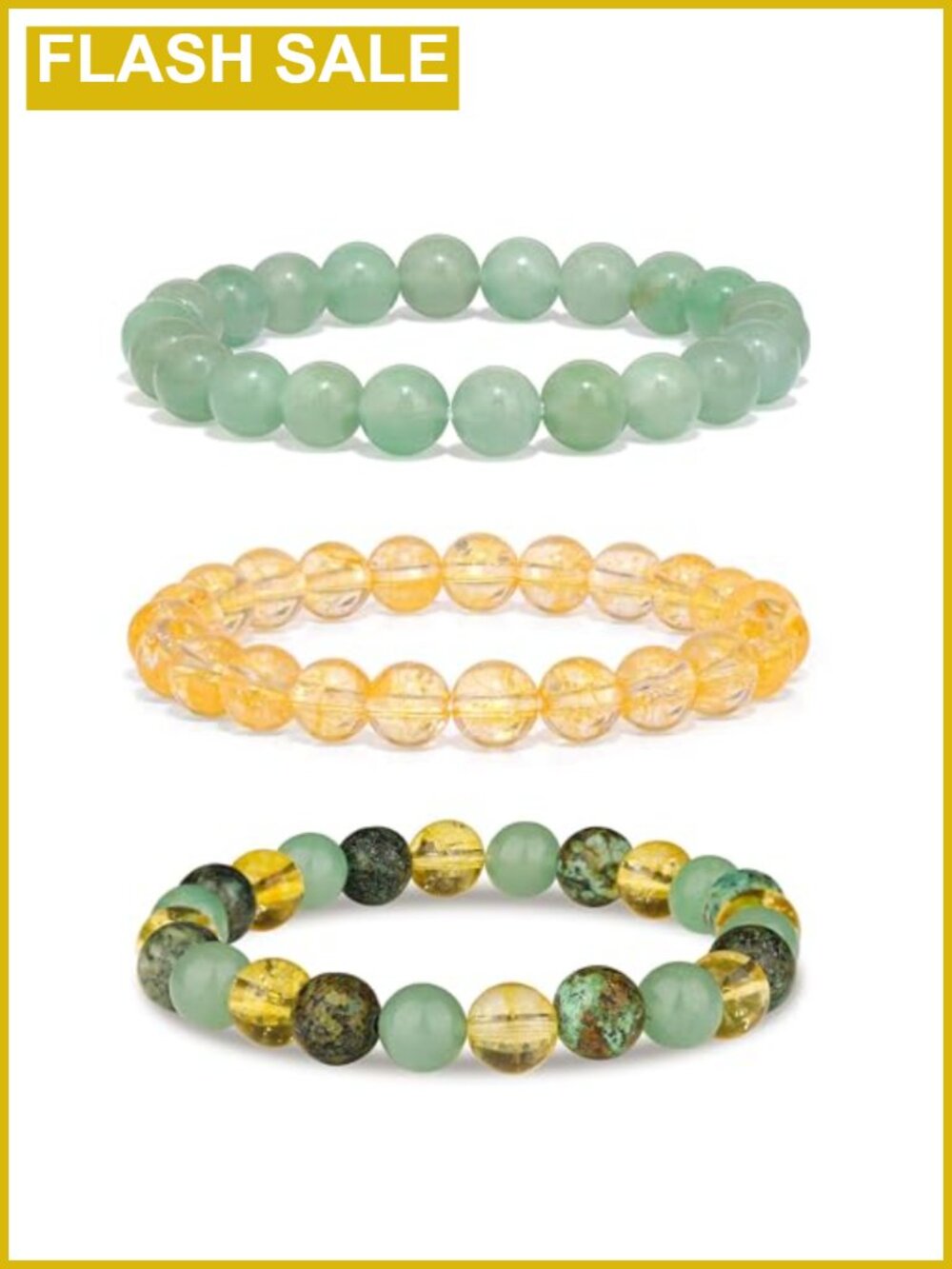 Citrine Green Aventurine Turquoise Beaded Bracelet Set